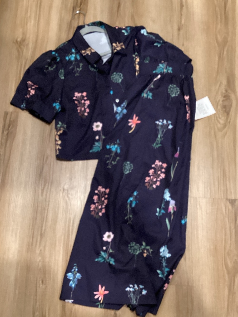 Navy Floral Button-Up Dress